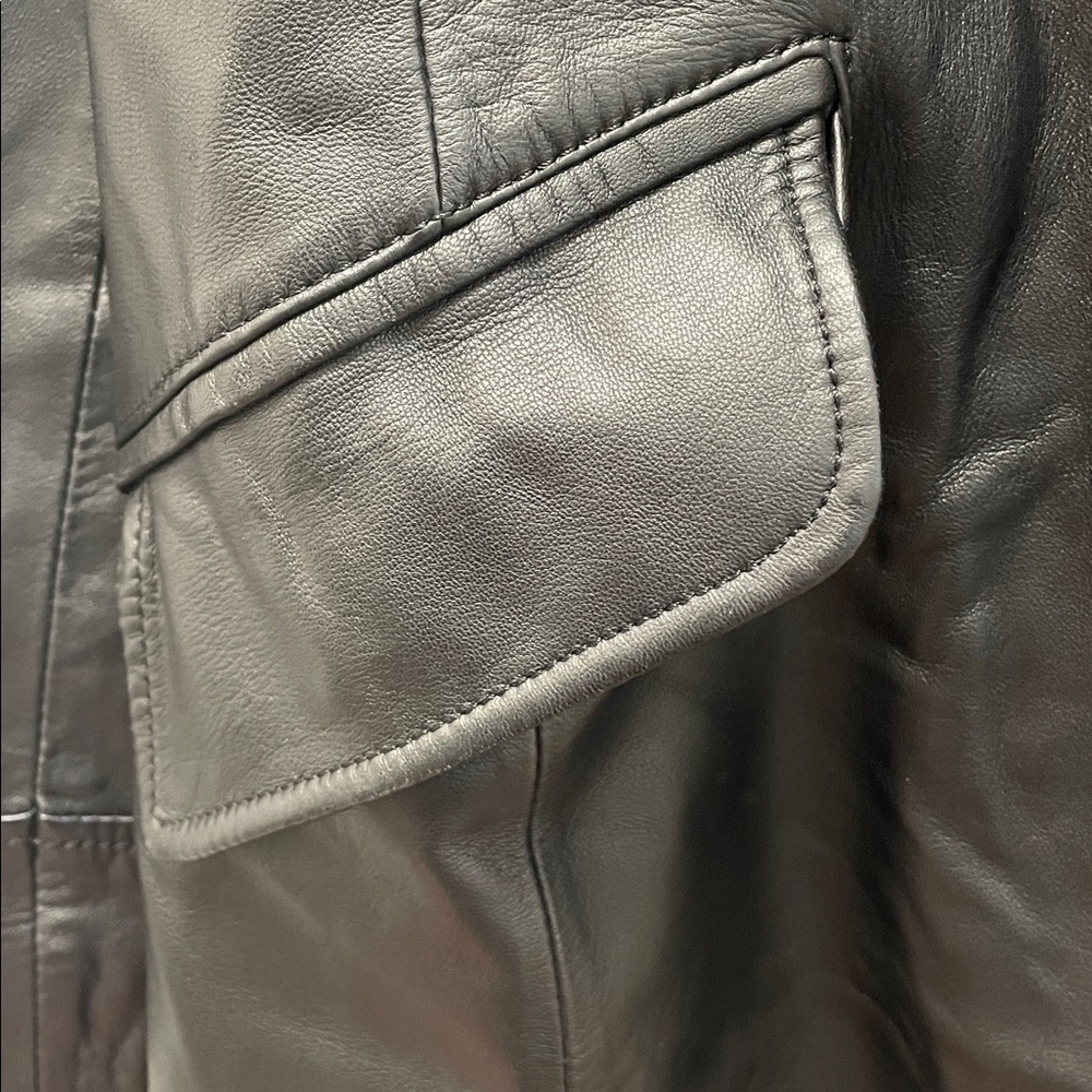 Danier - Classic 90s Vintage Button Down LeatherJacket With Liner - Black S - Picture 13 of 14